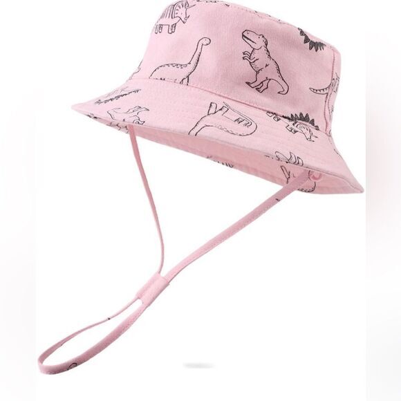 Other - Children’s bucket hat pink with adjustable chin strap dinosaurs deco‎ NWOT